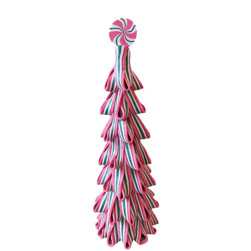 Christmas Peppermint Square Ribbon Candy Clay Dough Tree Pink, Green & White New
